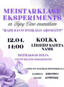 Meistarklase "Eksperiments" ar Enjoy Care aromātiem @ Kolkas Lībiešu saieta nams